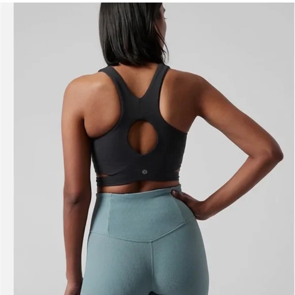 NWT Athleta Black Cut Out Conscious Crop - Picture 2 of 8